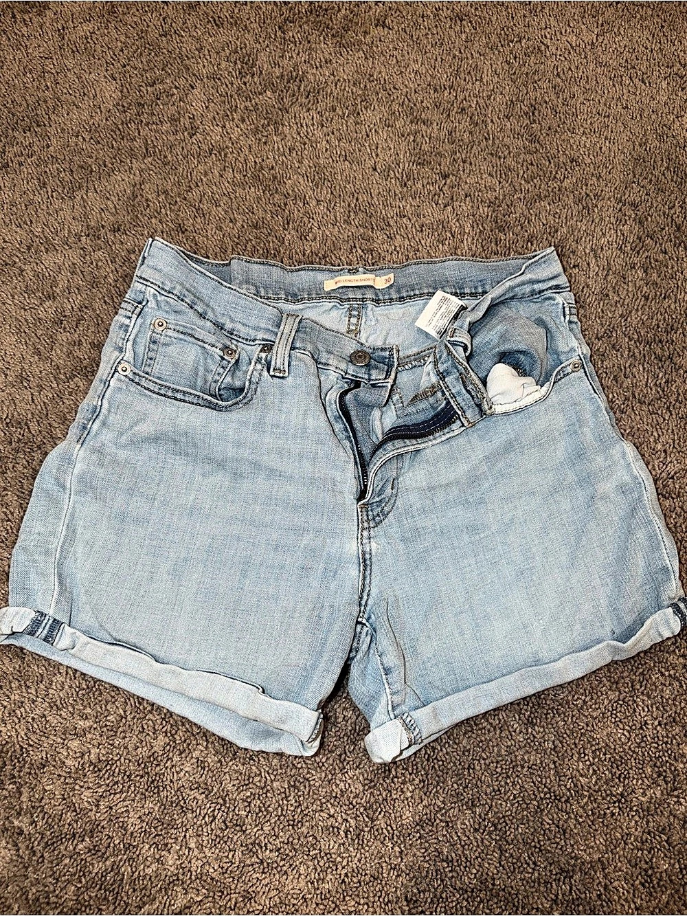 Levi's Mid Length Shorts Denim Jean Shorts Blue Waist 30 (1002)